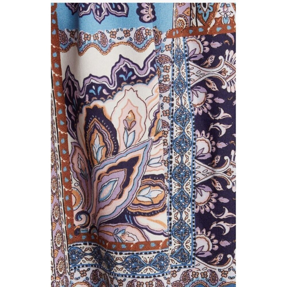 Vince Camuto Womens Blue Multi Paisley High Tie Neck Long Sleeve Dress Sz 10 New - Picture 10 of 12